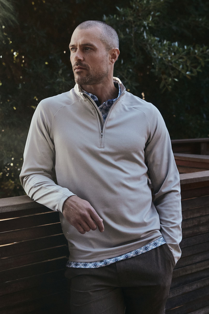 A Game Quarter Zip Pull Over - Khaki
