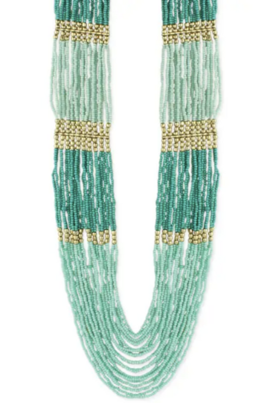 Tonal Turquoise Beaded Drape Necklace