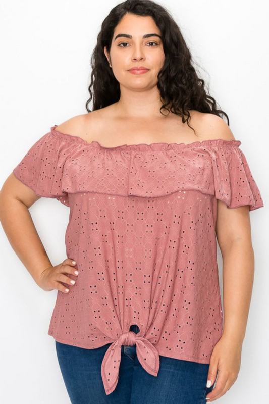 Tie Front Eyelit Blouse