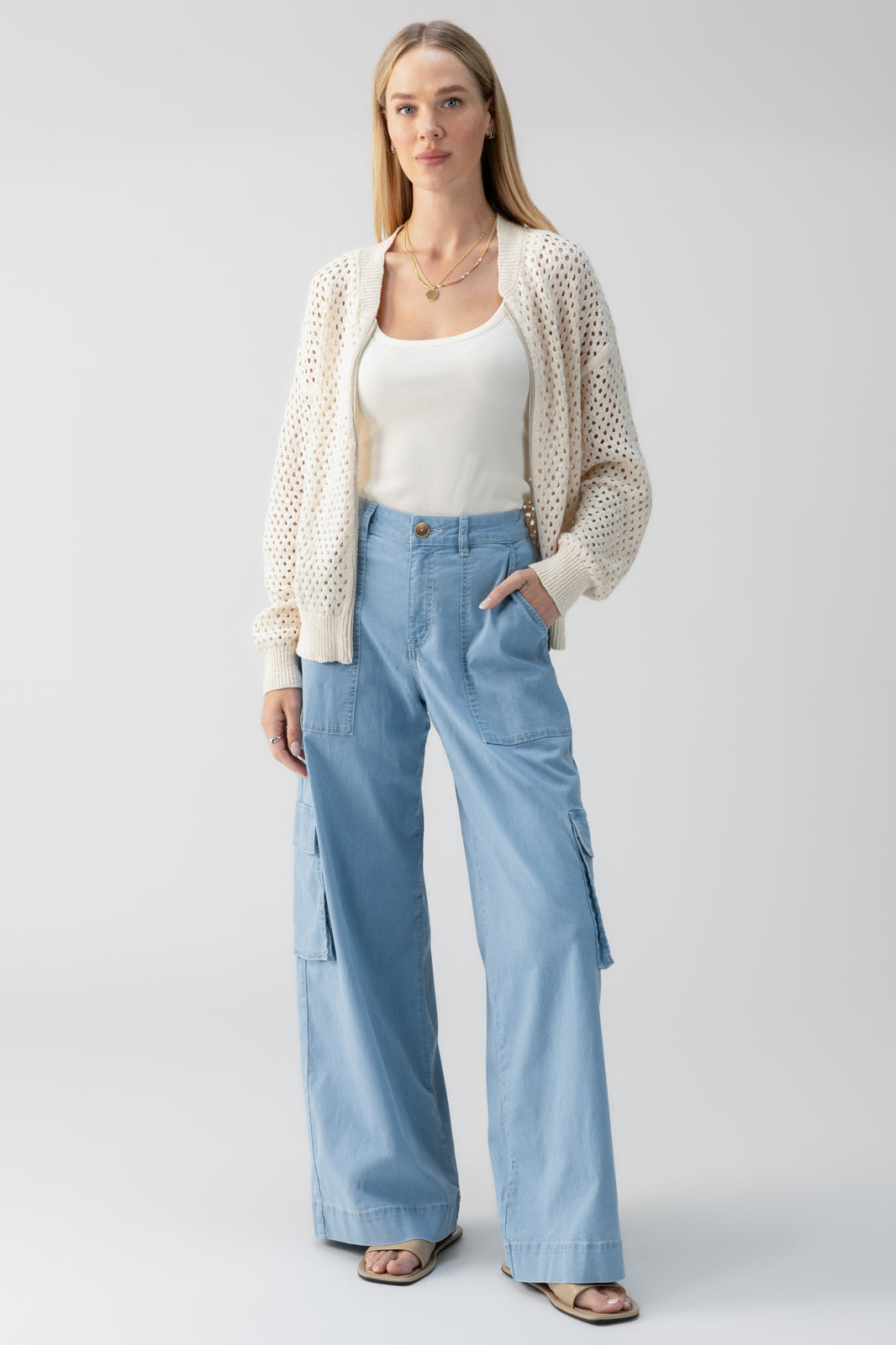 Stepping Out Bomber Sweater Jacket-Eco Natural