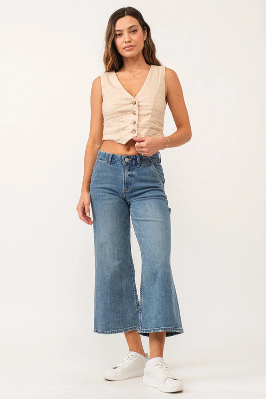 Audrey Super High Rise Cropped Wide Leg Jeans
