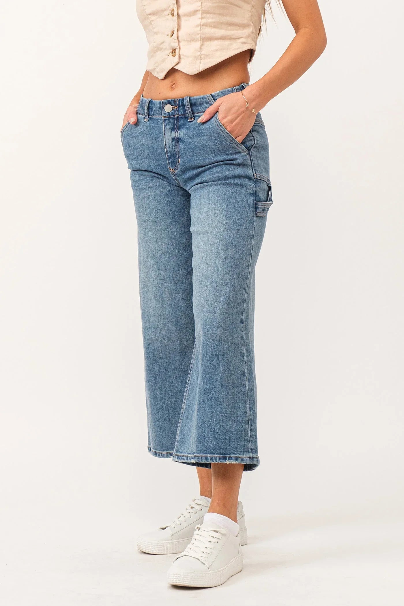 Audrey Super High Rise Cropped Wide Leg Jeans