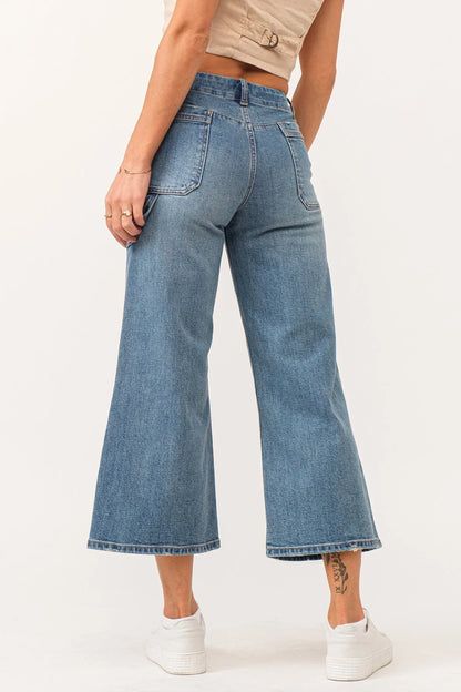 Audrey Super High Rise Cropped Wide Leg Jeans