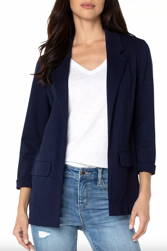 Boyfriend Blazer W/ Princess Darts - Cadet Blue