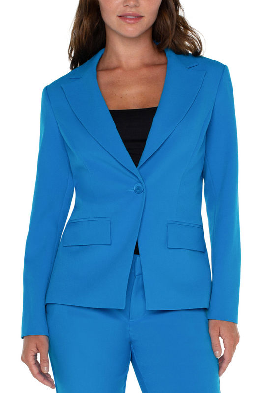 Notch Collar Blazer- Diva Blue