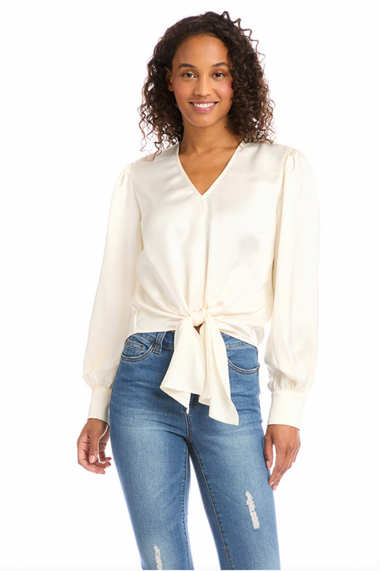 Tie-Front Blouse - Ivory