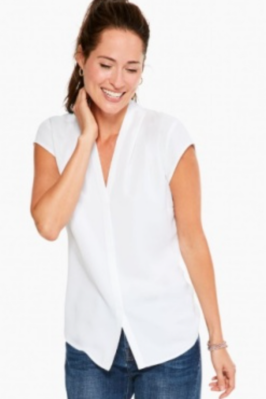 Cap Sleeve Day to Night Top- Paper White-ALL1683