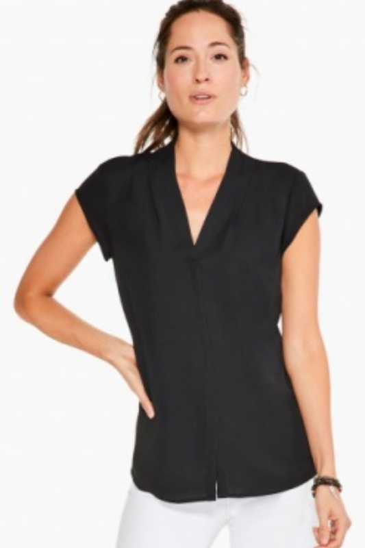 Cap Sleeve Day to Night Top- Black-ALL1683