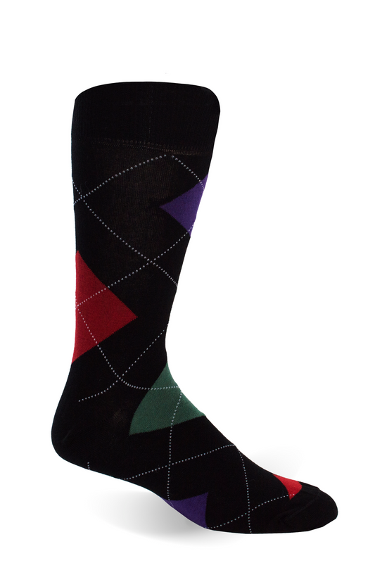 Broken Argyle Sock- Black