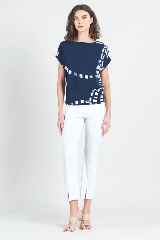 Track Print 1/2 Sleeve Blouson Top