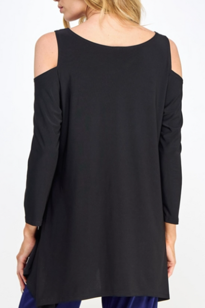 Open Shoulder Shark Bite Top in Black