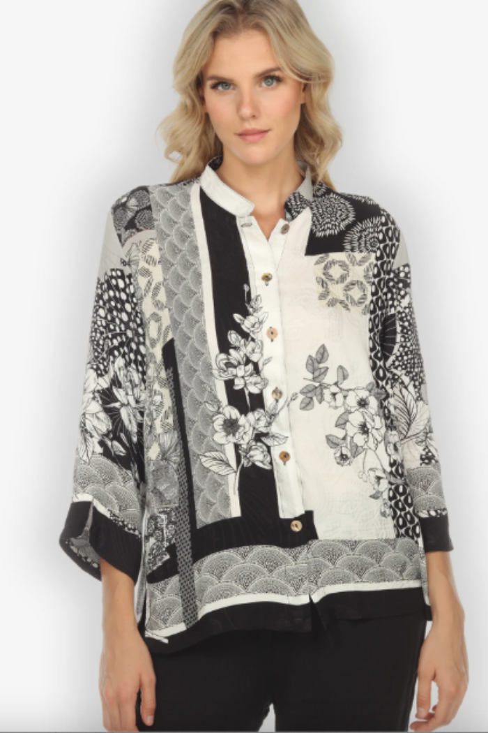 Black White Blossom Top