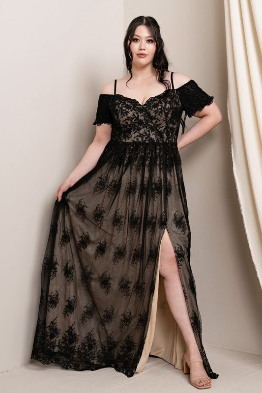 Off Shoulder Applique Lace Dress