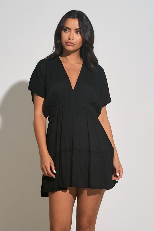VNeck Ruffle Short Dress