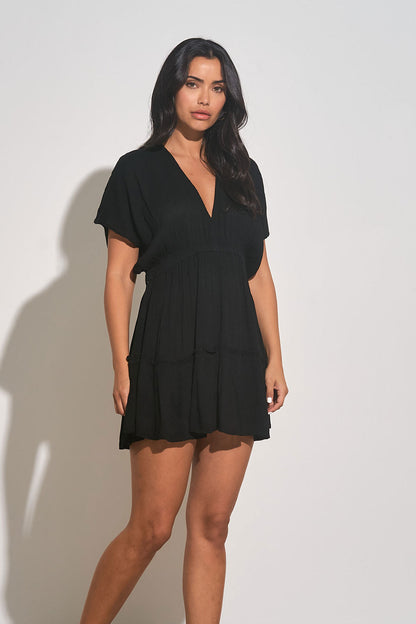 VNeck Ruffle Short Dress