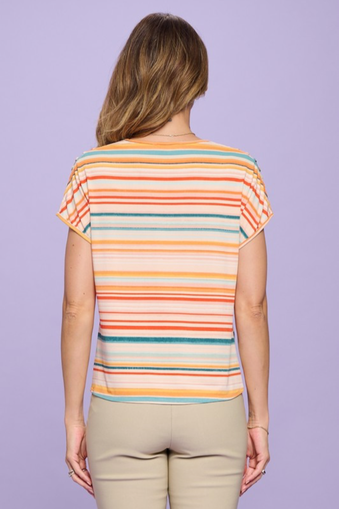 Striped Tie Front Top