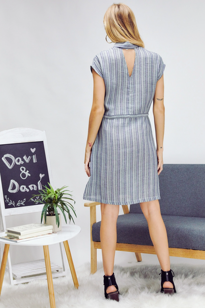 Striped Prints Buttons Dress