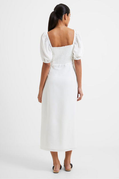 Afina Verona Ruched Midi Dress- Summer White