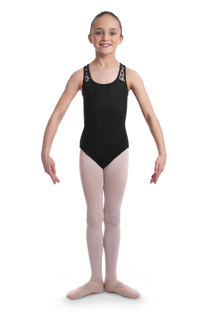 Bloch Scoop Neck Cheetah Cross Back Tank Leotard
