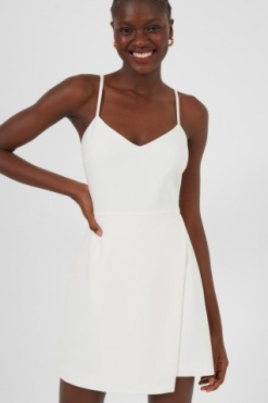 Whisper V Neck Dress w/ Envelope Skirt- Summer White