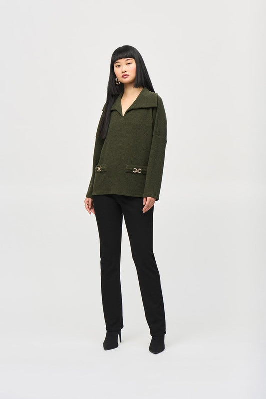 Textured Sweater Knit Boxy Top - Iguana