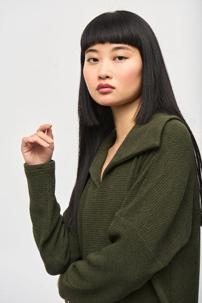Textured Sweater Knit Boxy Top - Iguana