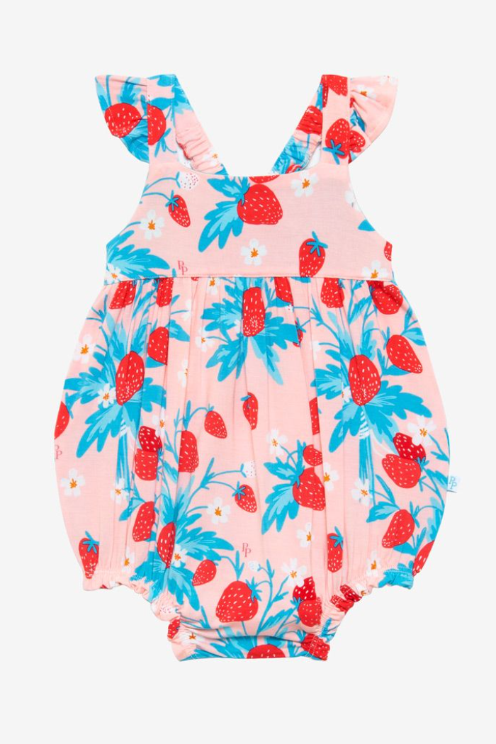 Strawberry Basic Ruffled Cap Sleeve Bubble Romper
