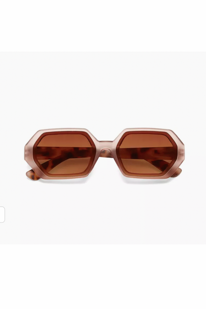 Adrea Hexagonal Sunglasses - Pink Havana