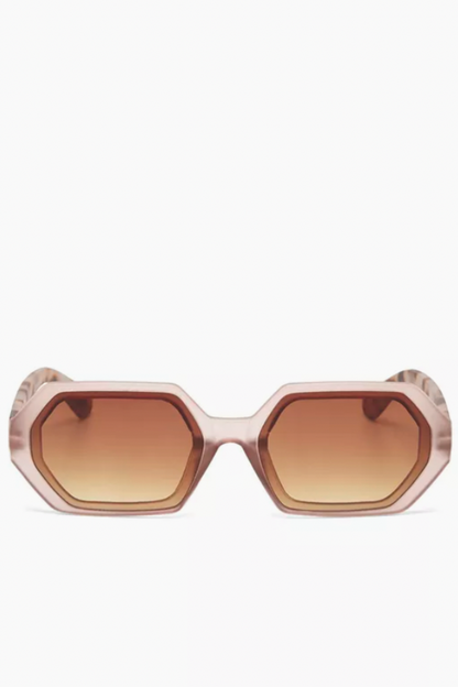 Adrea Hexagonal Sunglasses - Pink Havana