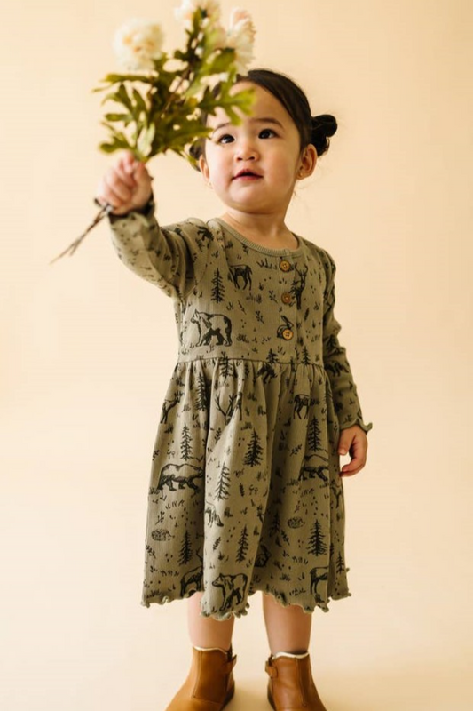 Organic Twirl Dress-Forest Folk