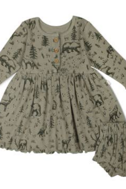 Organic Twirl Dress-Forest Folk