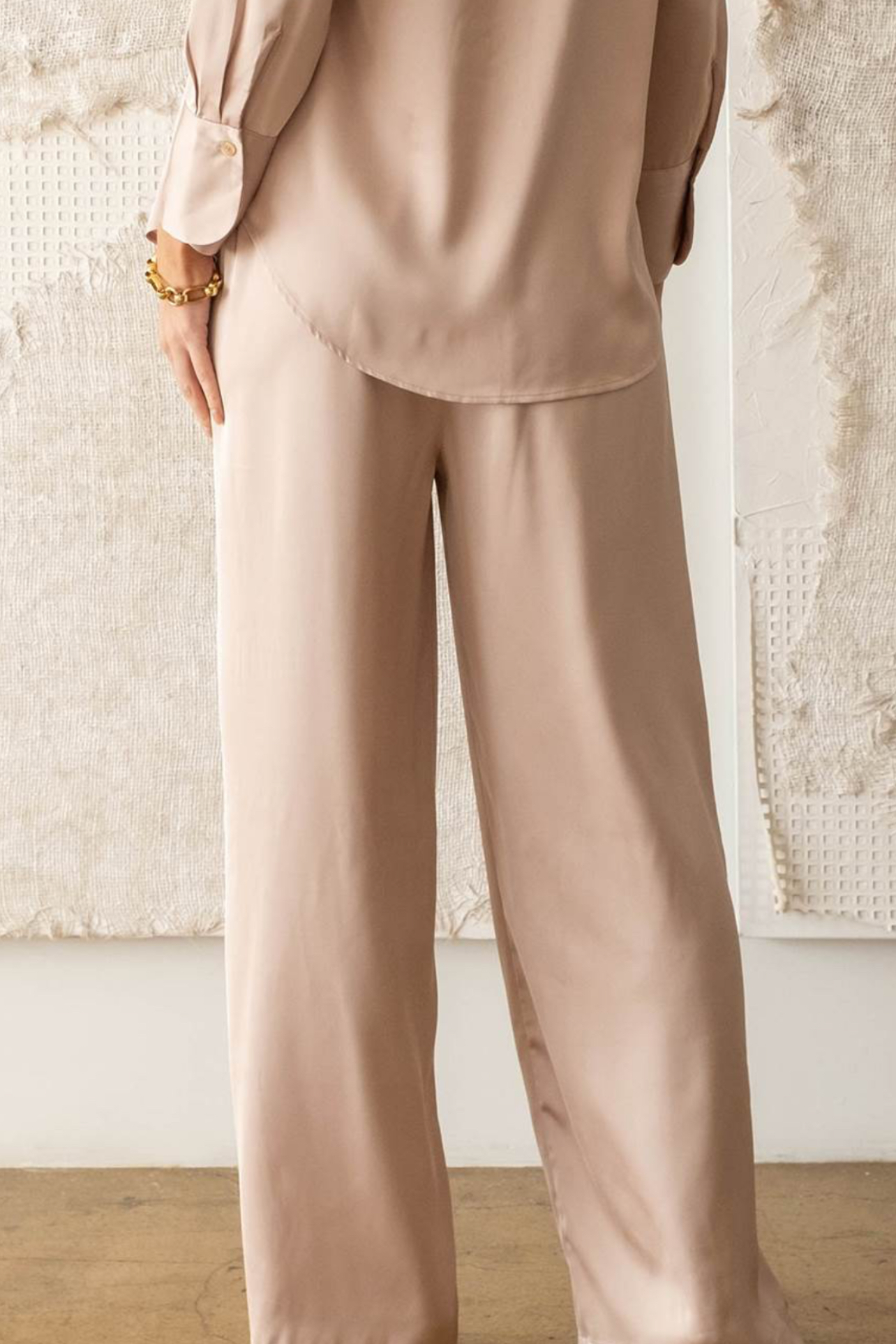 Solid Satin Wide Leg Pants