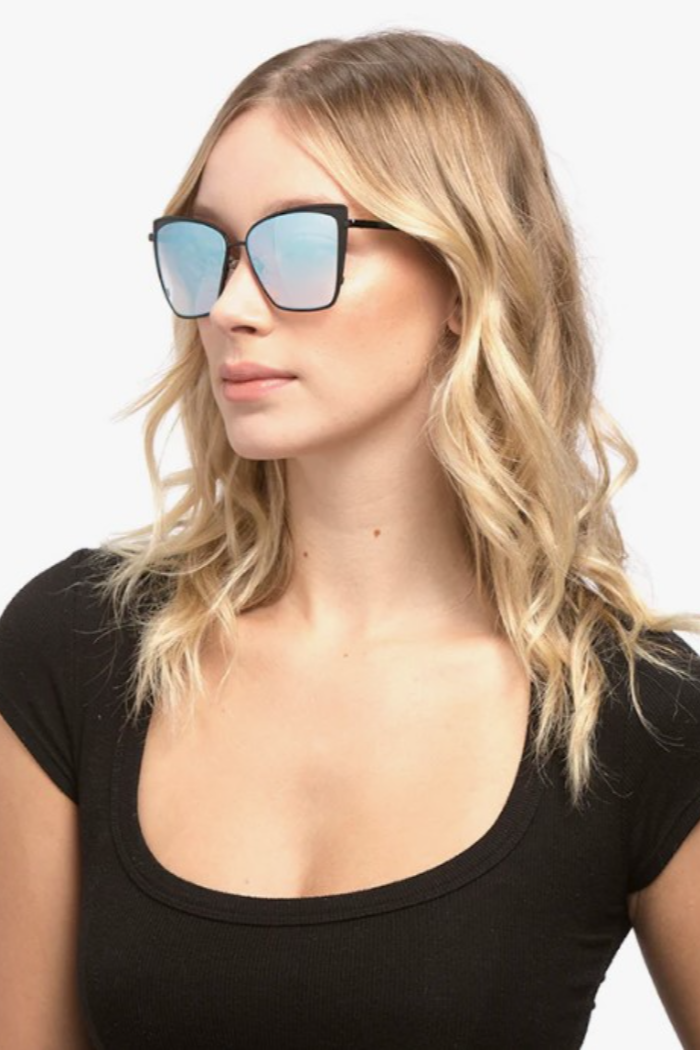 Becky - Black + Flash Grey Gradient Sunglasses