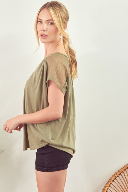 Yoke Back Short Sleeve Top