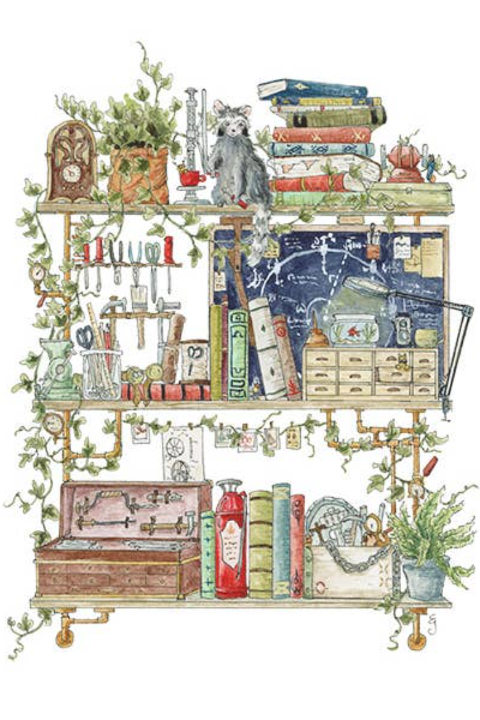 The Inventor’s Shelves Postcard