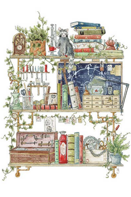 The Inventor’s Shelves Postcard