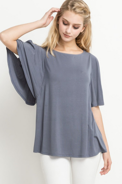 Side Slit Short Sleeve Top