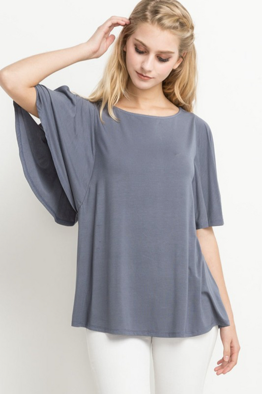 Side Slit Short Sleeve Top