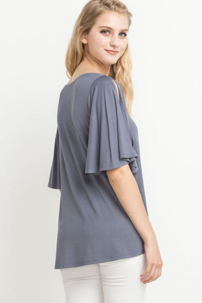Side Slit Short Sleeve Top