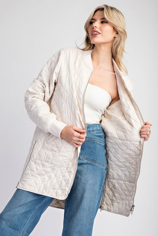 Textured Zip Up Tunic Jacket