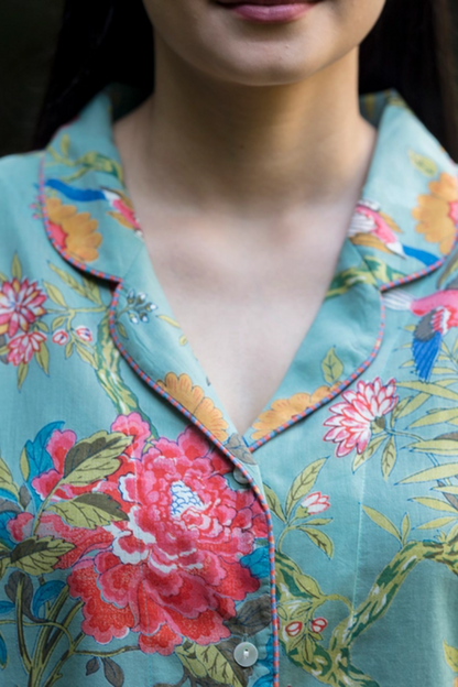 Bird Teal Shorts & Top Pj Set