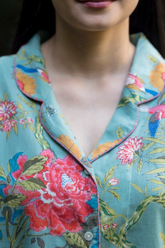 Bird Teal Shorts & Top Pj Set