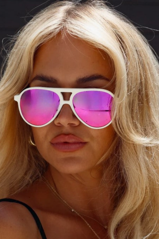 Tosca II Matte White + Pink Rush Mirror Sunglasses