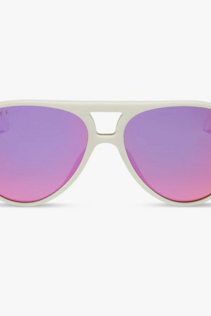 Tosca II Matte White + Pink Rush Mirror Sunglasses