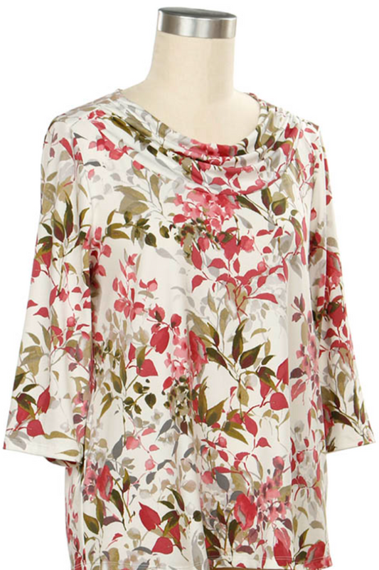 3/4 Slv Floral Print Top