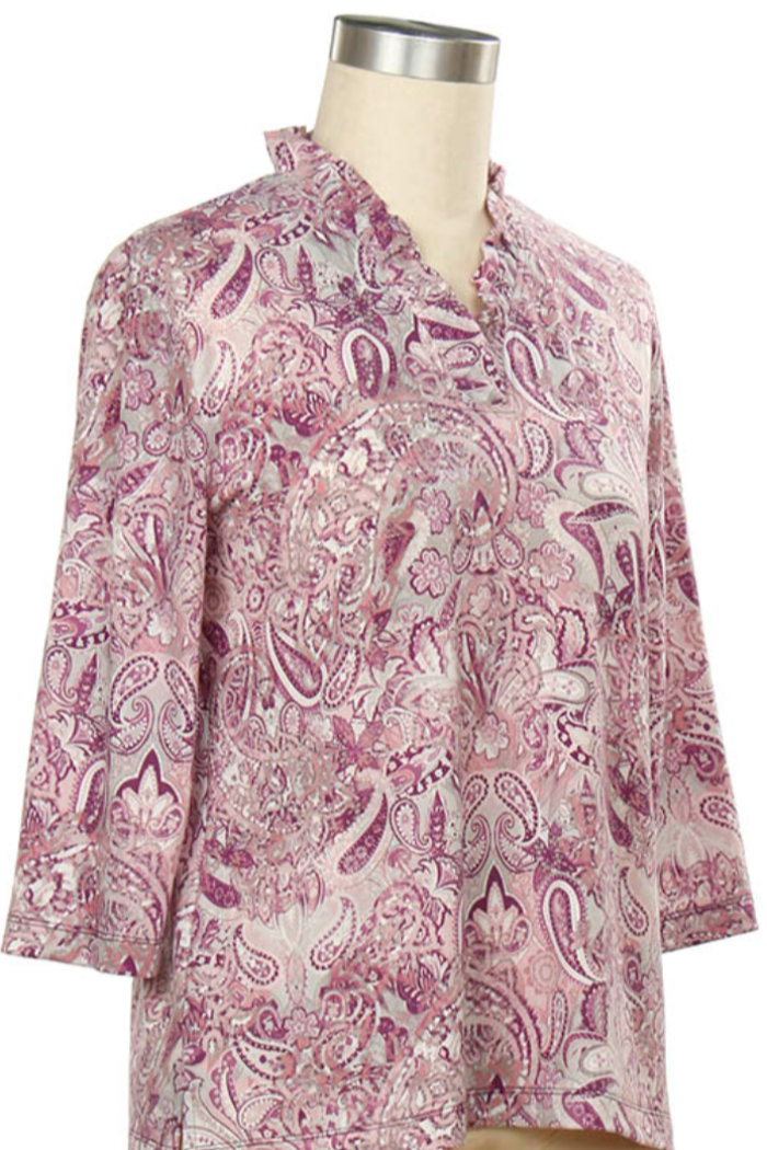 3/4 Slv Paisley Print Top