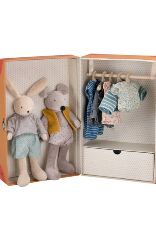 Suitcase Rabbit & Mouse Wardrobe - Stuffed Toy
