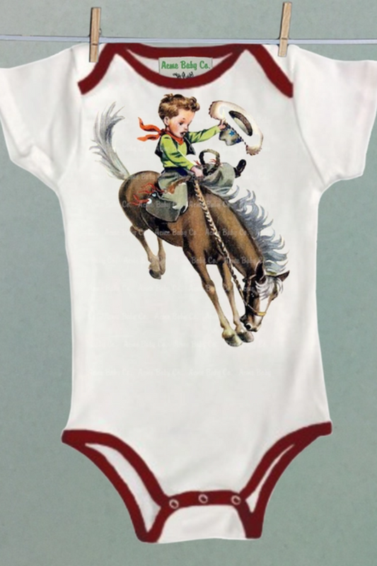 Buckaroo One Piece Bodysuit with Maroon or Grey Trim