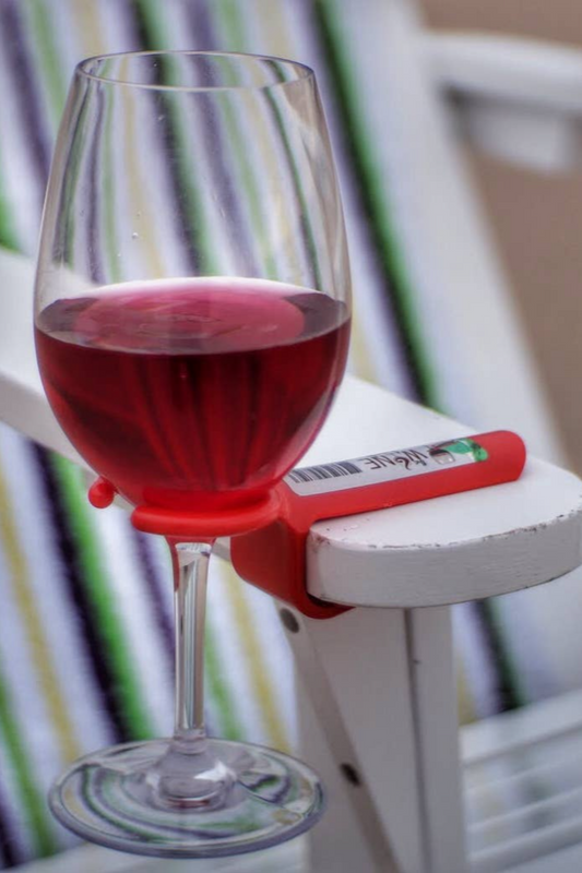 The Wine Hook - Wine Glass Holder for an outdoor chair