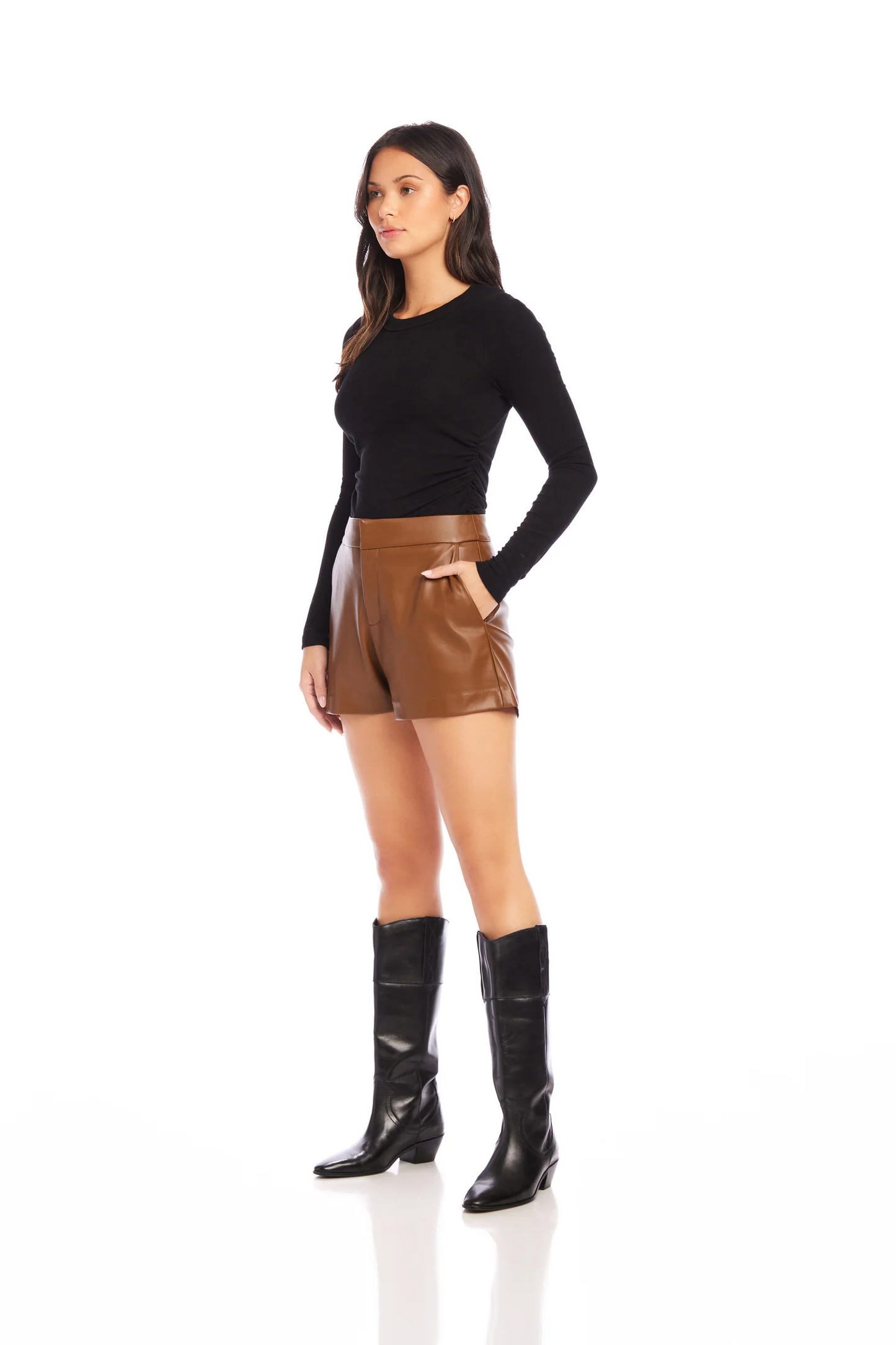Side Shirred Top - Black